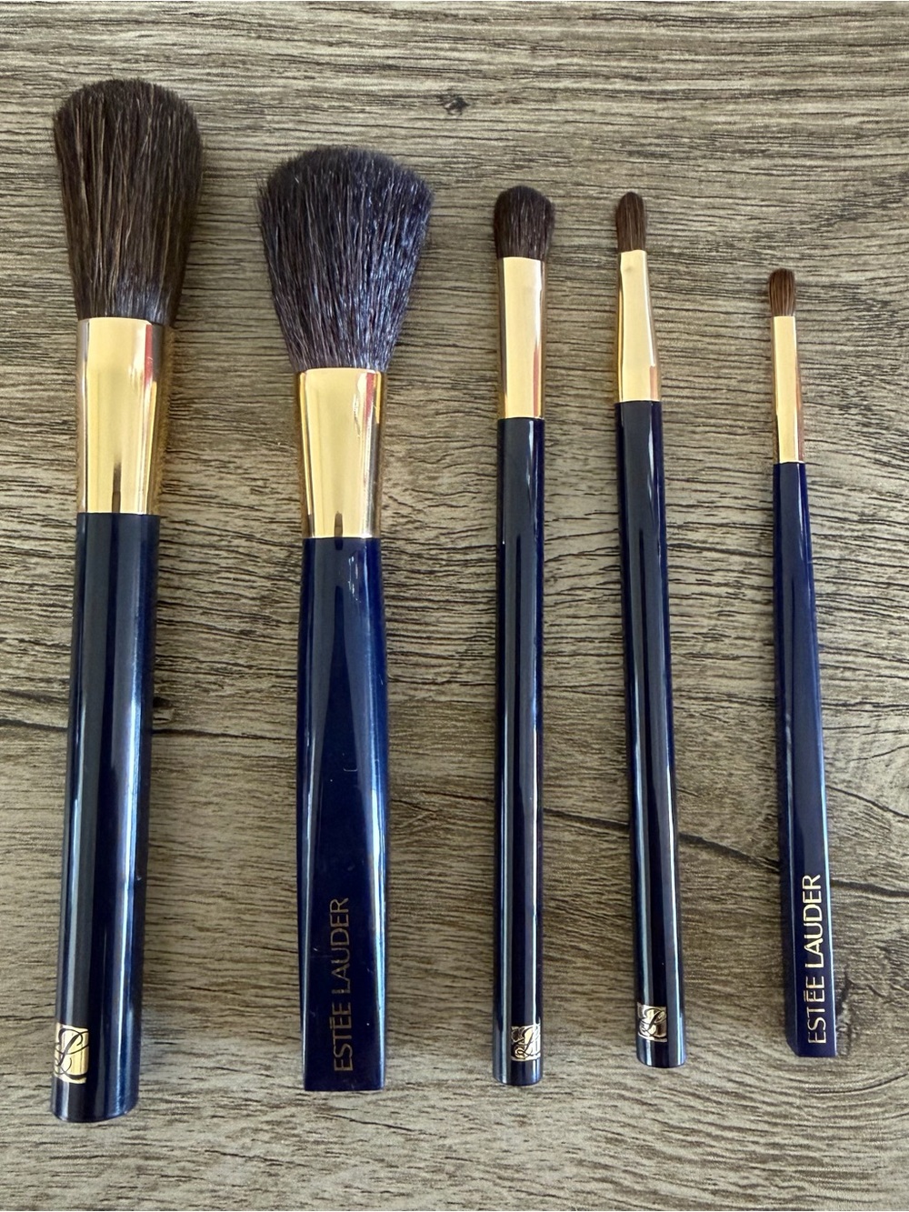 Estee Lauder 5 Pcs MakeUp Brush Set Powder Blush EyeShadow Lip Brush Blue Handle